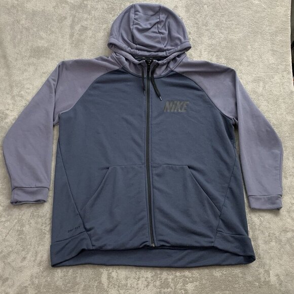 Nike Hoodie Mens Size 2XL Dry Essential Full Zip Jacket Blue 931792-471 Workout - Picture 1 of 8